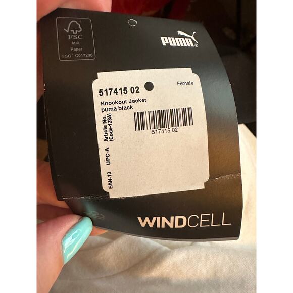 Puma Black Hooded Cropped Lightweight Casual Athletic Jacket Women Sz S - Picture 12 of 12